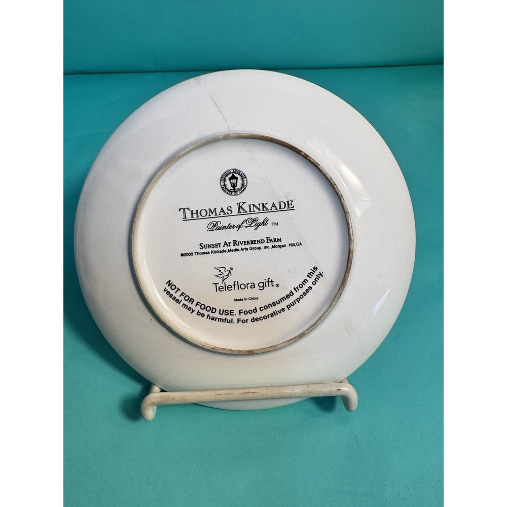 Thomas Kinkade Sunset At Riverbend Farm 6" Round Plate 2003 Painter Of Light - Picture 7 of 8
